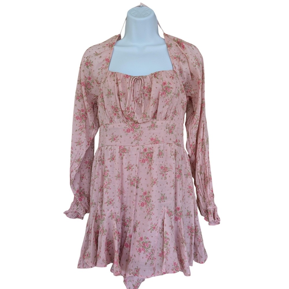 Trixxi Cottagecore Fairycore Floral Babydoll Dress Pink Romantic XL